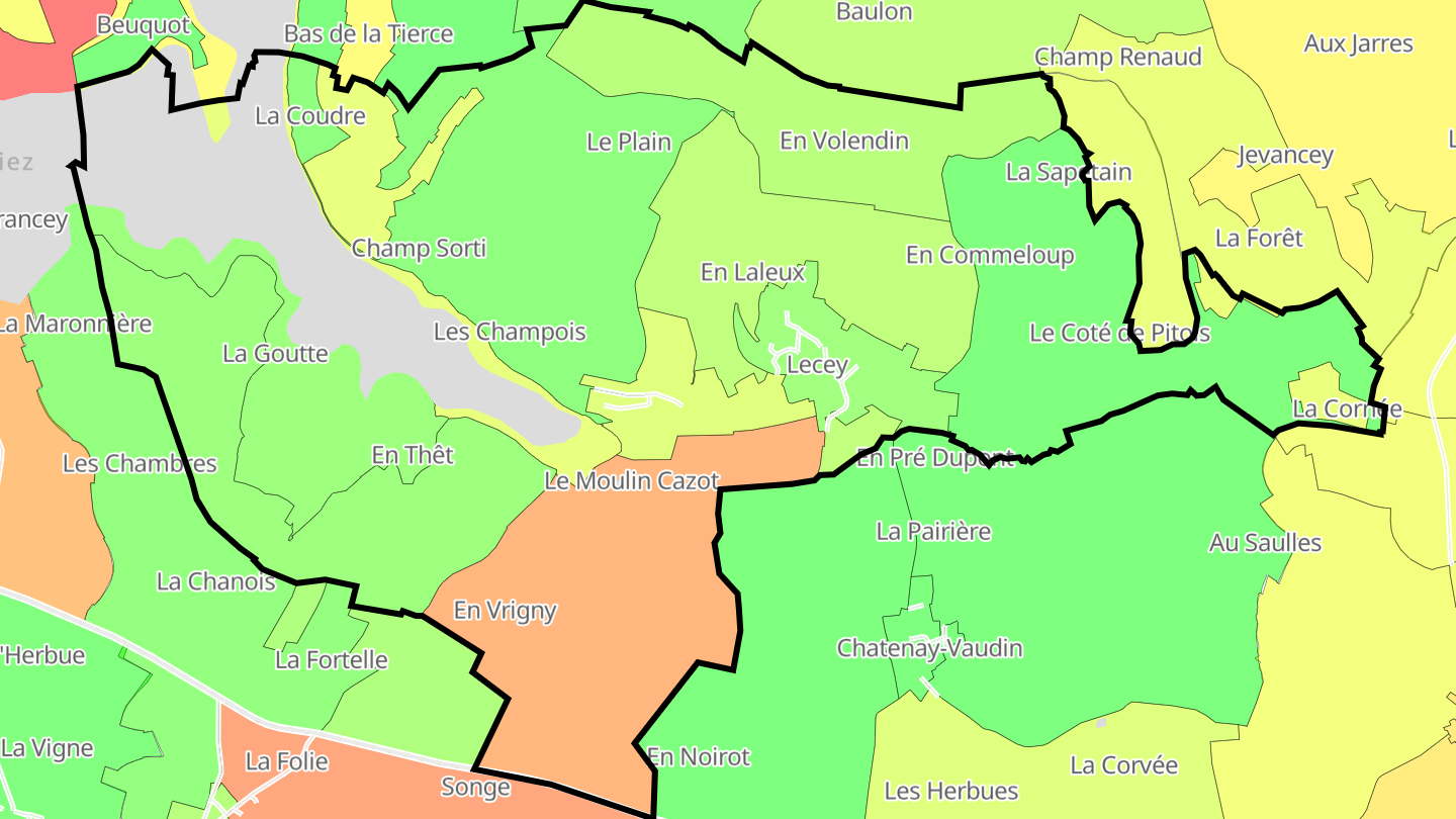 Carte des prix de l'immobilier Lecey