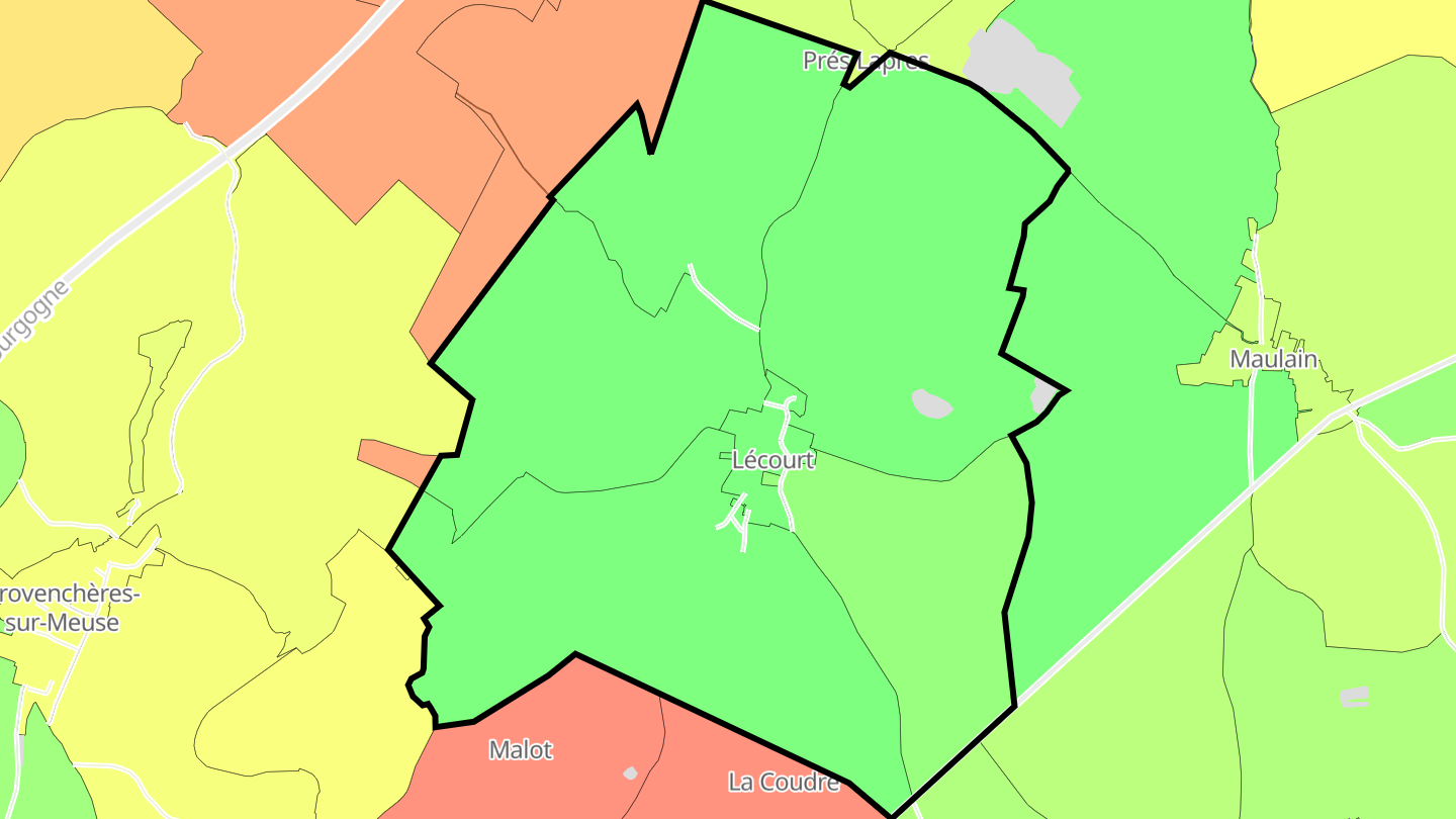Carte des prix de l'immobilier Lécourt