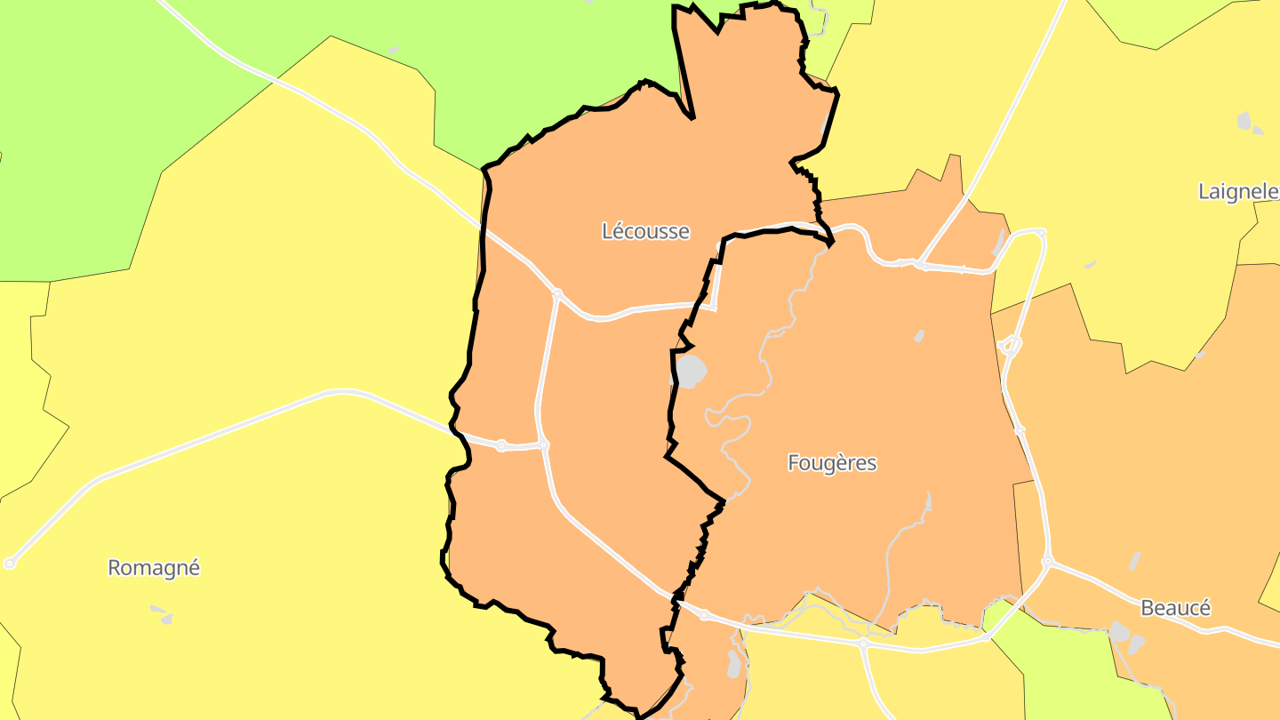 Carte des prix de l'immobilier Lécousse