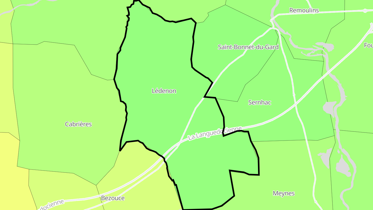 Carte des prix de l'immobilier Lédenon