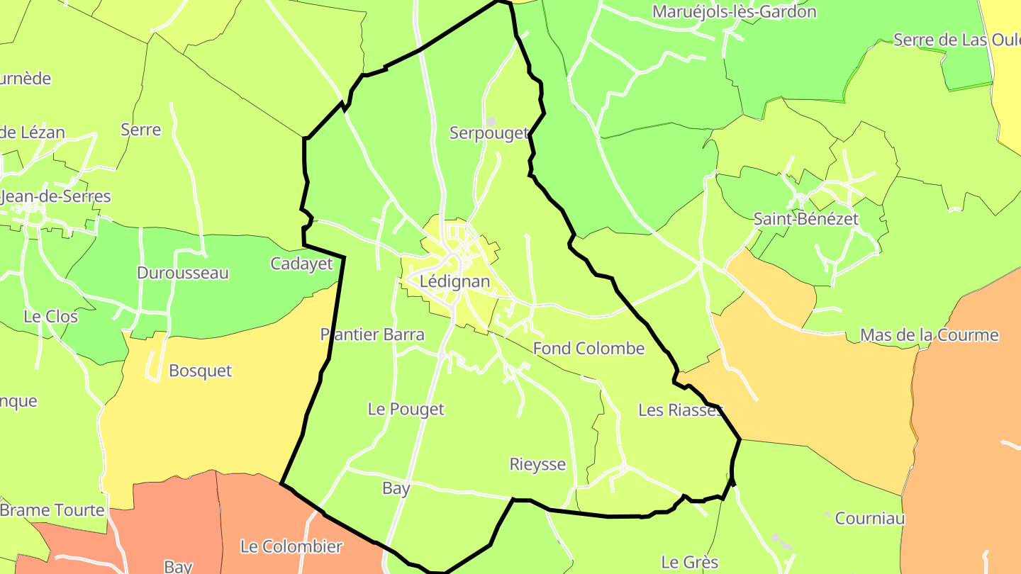 Carte des prix de l'immobilier Lédignan