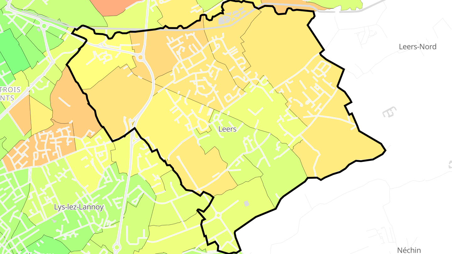 Carte des prix de l'immobilier Leers