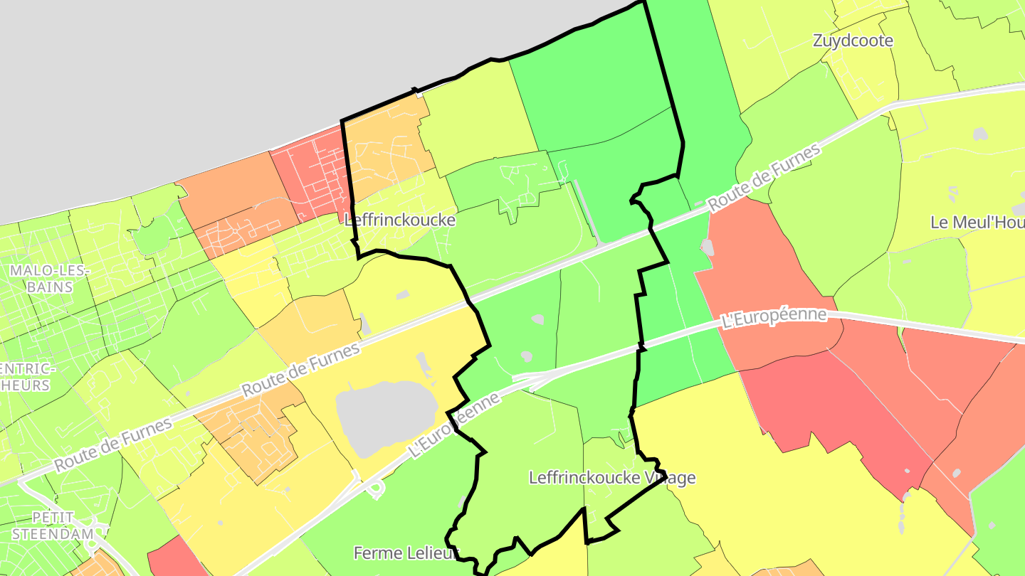 Carte des prix de l'immobilier Leffrinckoucke
