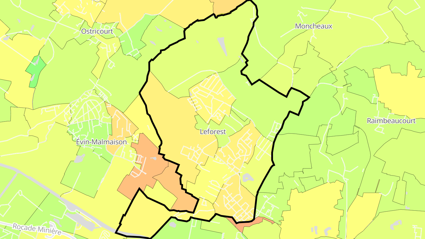 Carte des prix de l'immobilier Leforest