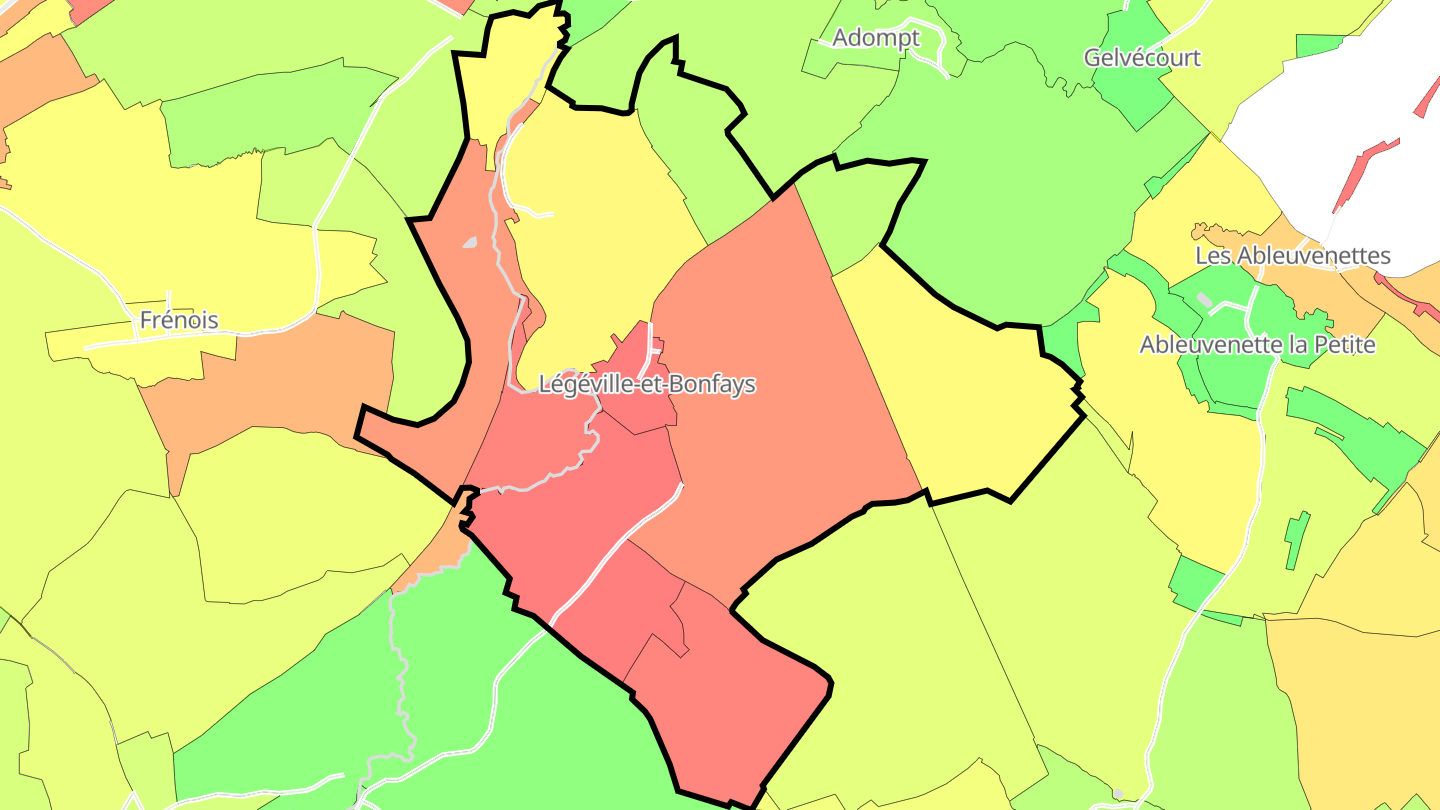 Carte des prix de l'immobilier Légéville-et-Bonfays
