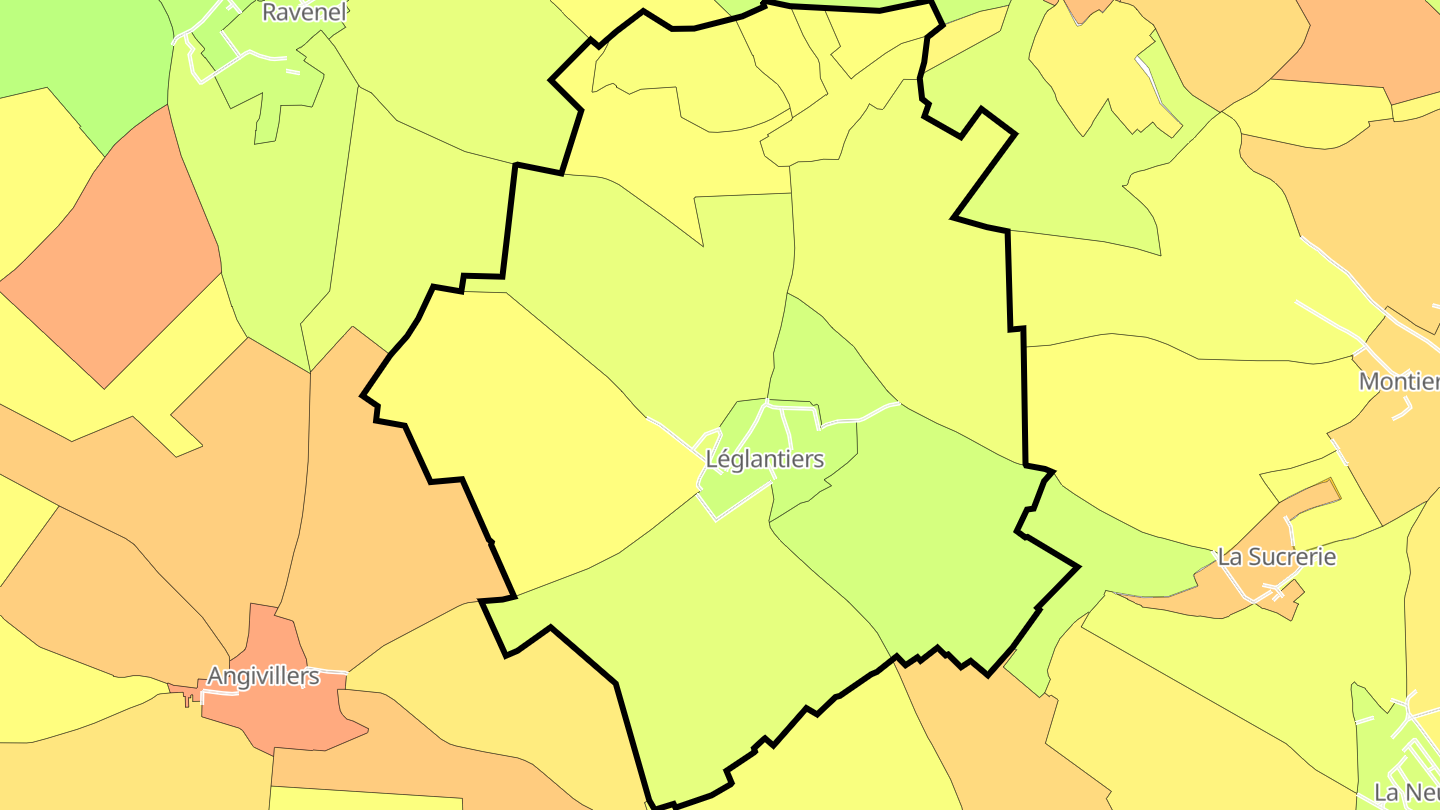 Carte des prix de l'immobilier Léglantiers
