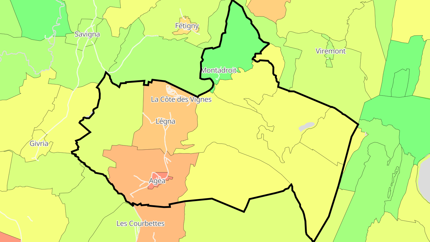 Carte des prix de l'immobilier Légna