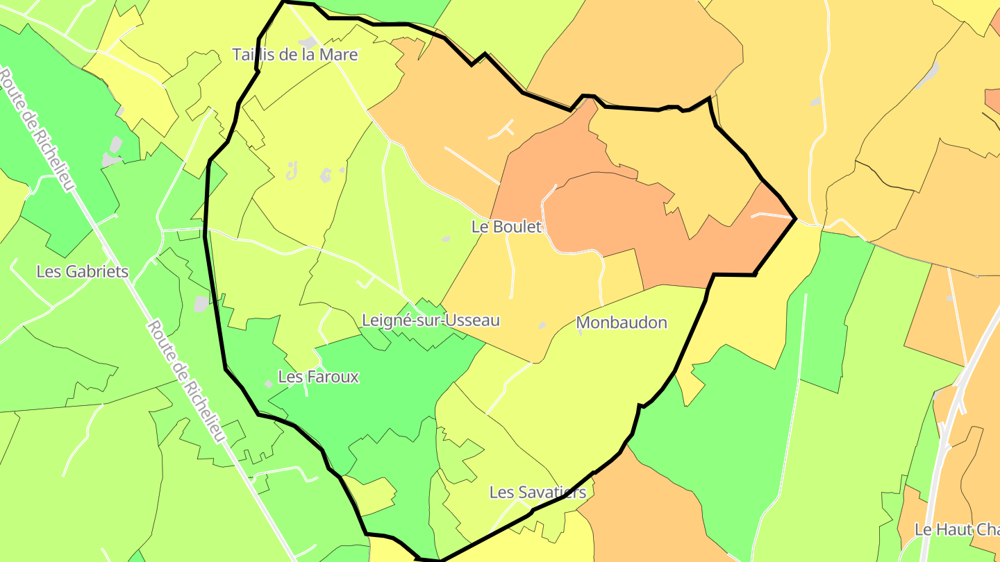 Carte des prix de l'immobilier Leigné-sur-Usseau