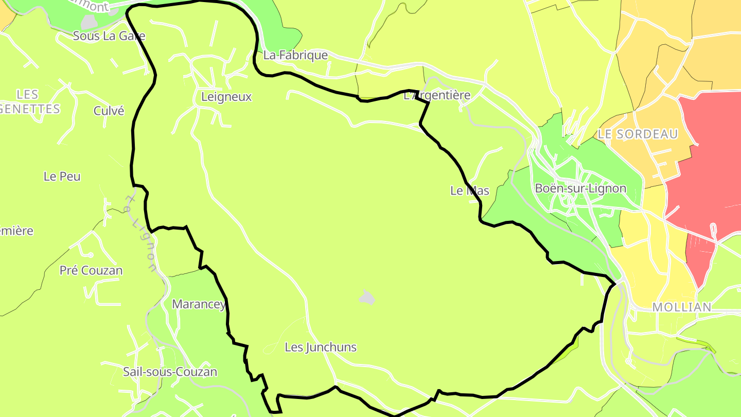 Carte des prix de l'immobilier Leigneux