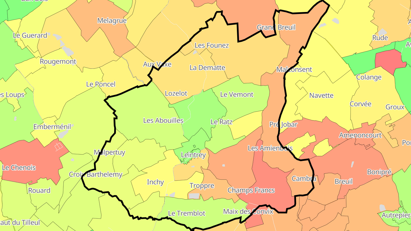 Carte des prix de l'immobilier Leintrey