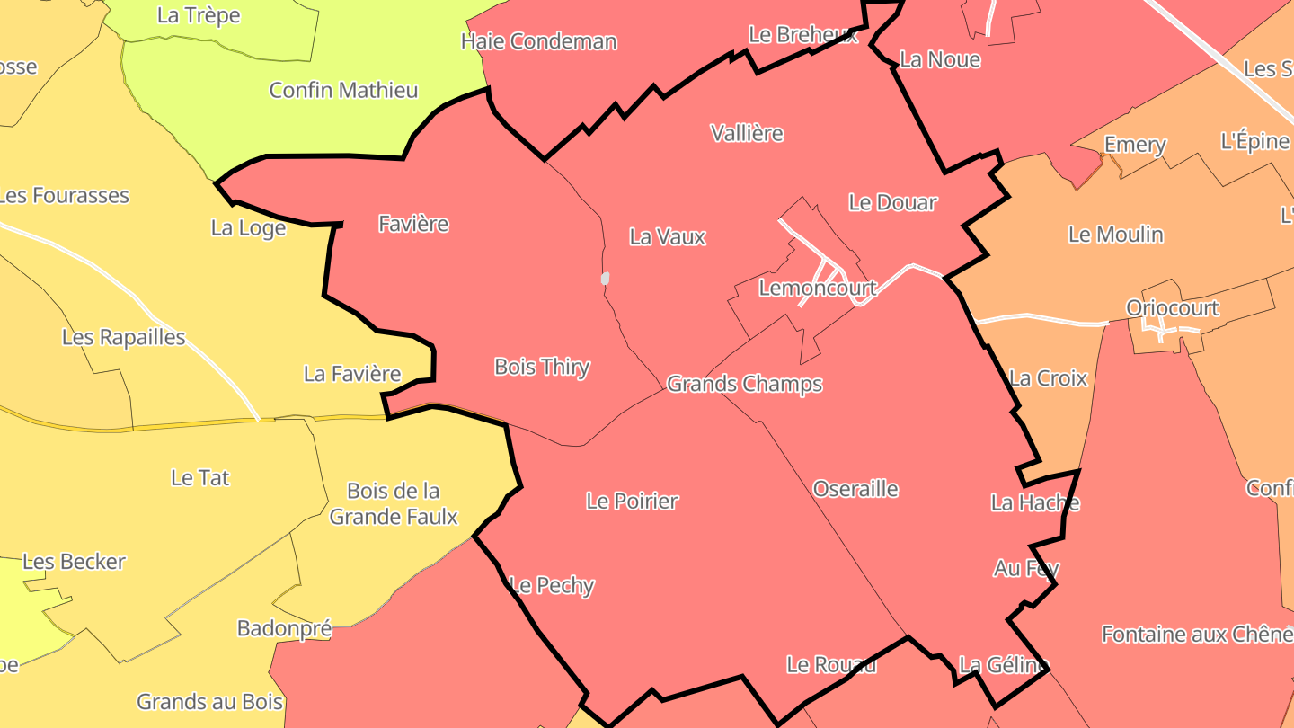 Carte des prix de l'immobilier Lemoncourt