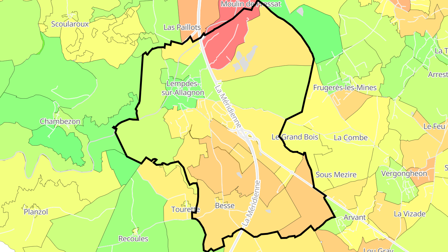 Carte des prix de l'immobilier Lempdes-sur-Allagnon