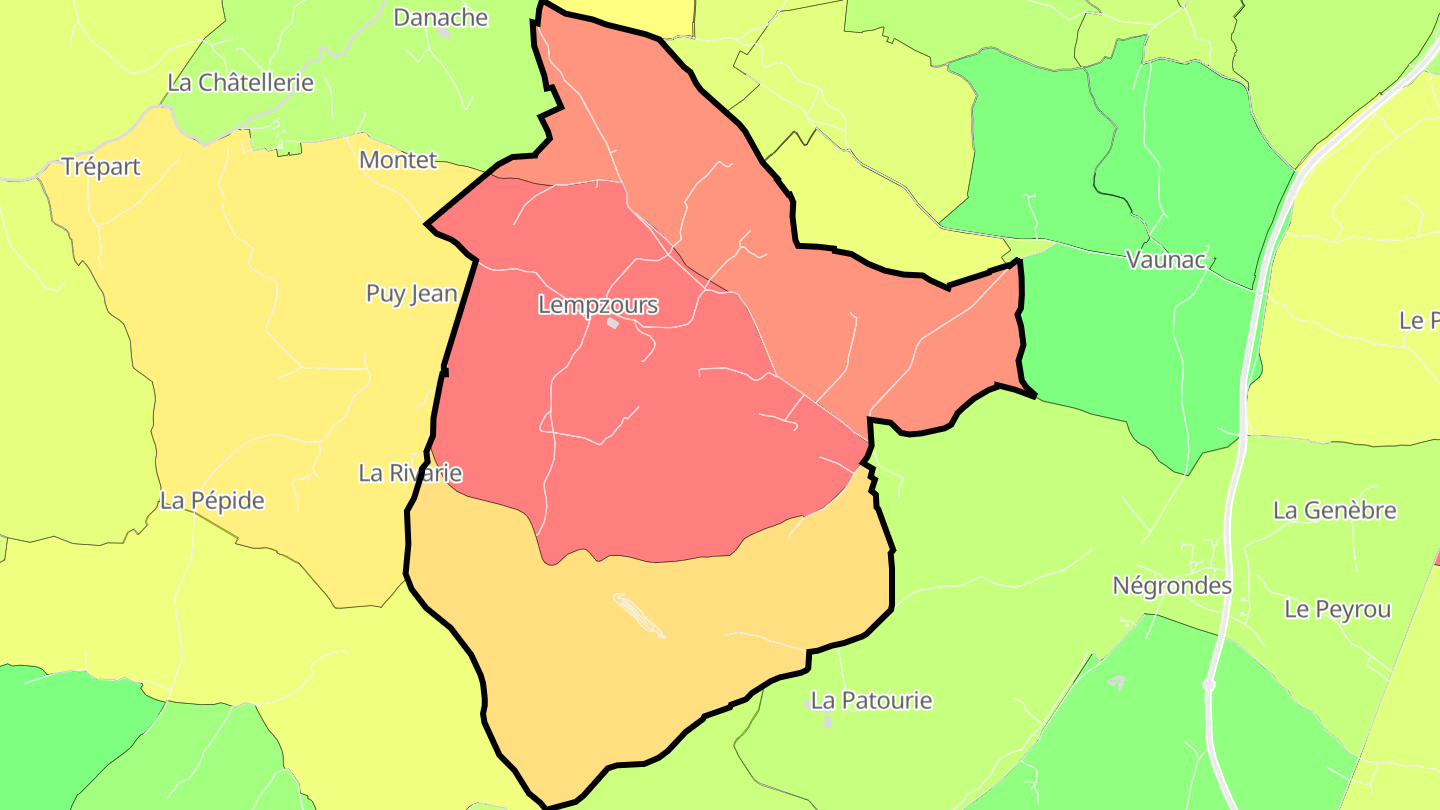 Carte des prix de l'immobilier Lempzours