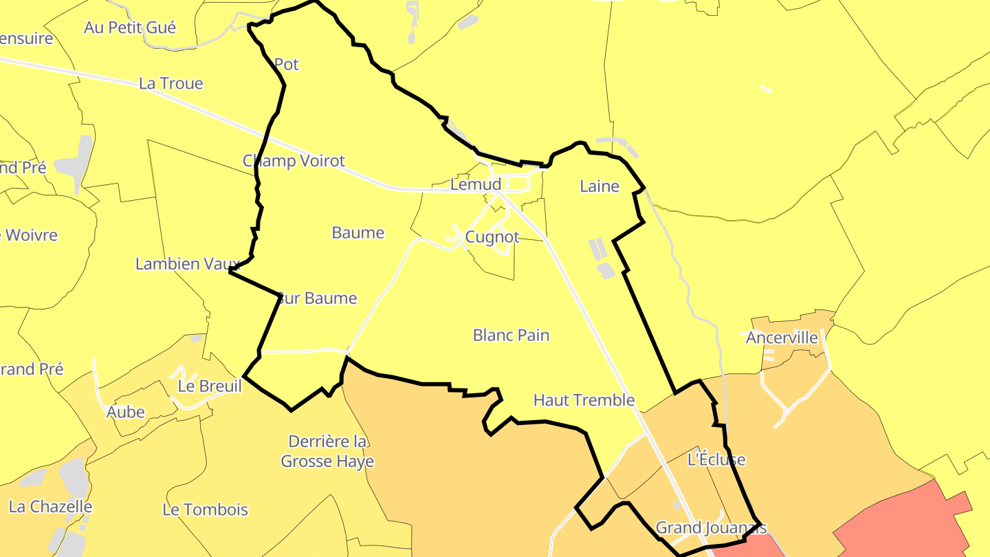 Carte des prix de l'immobilier Lemud