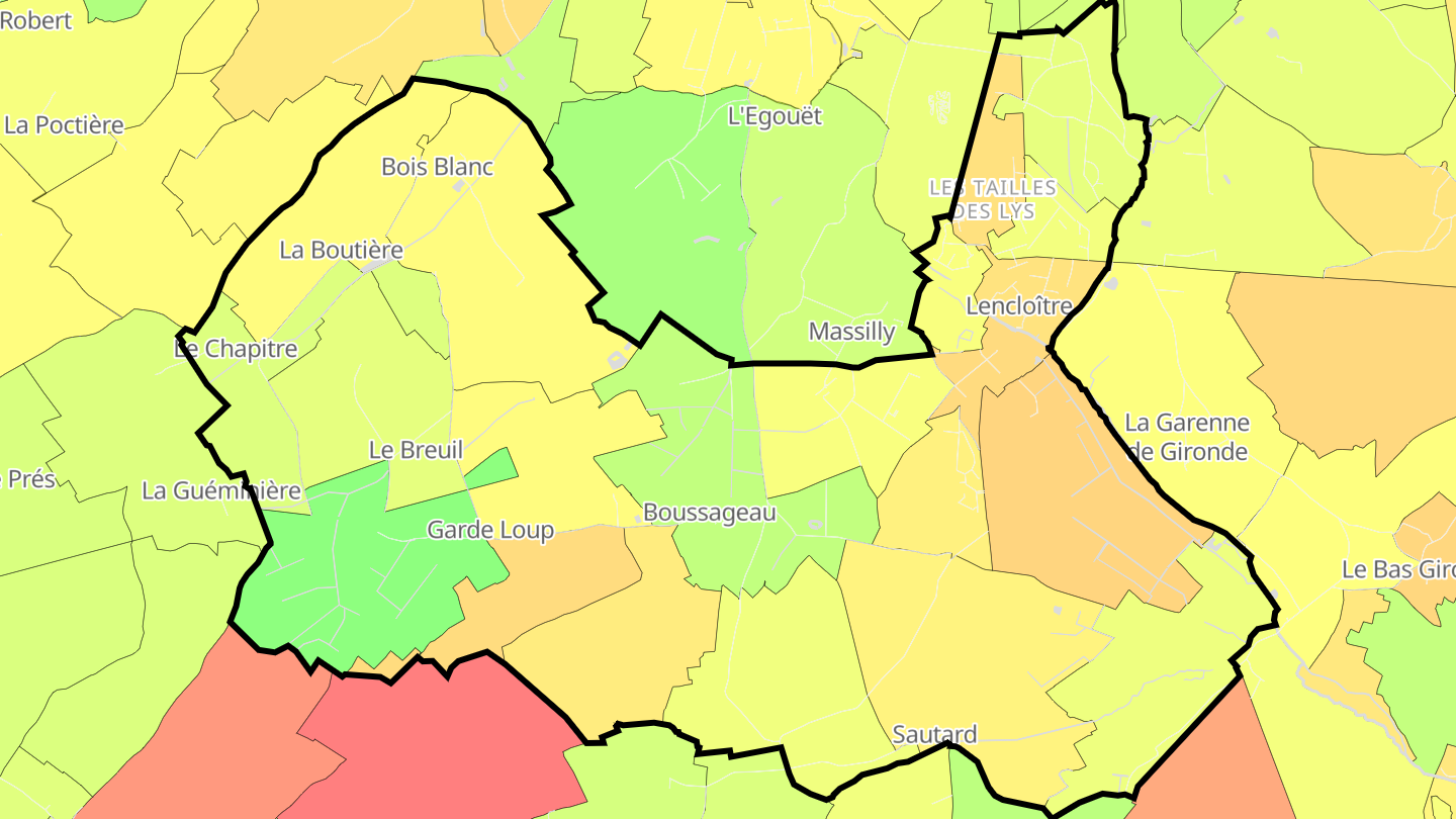 Carte des prix de l'immobilier Lencloître