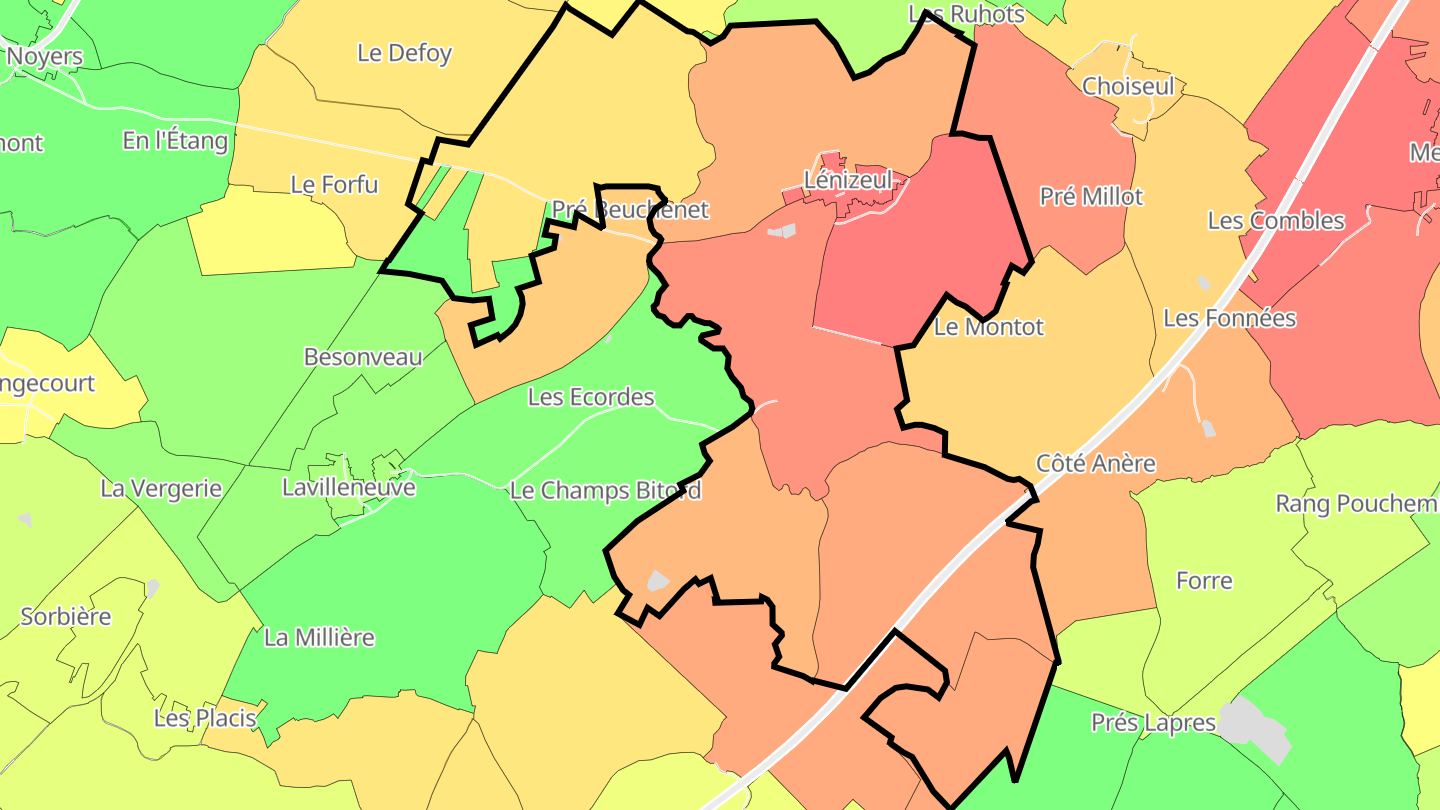 Carte des prix de l'immobilier Lénizeul
