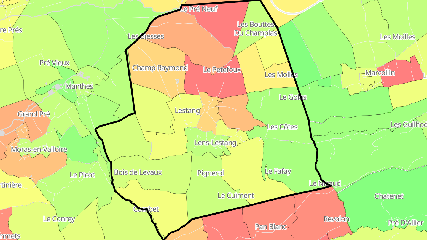 Carte des prix de l'immobilier Lens-Lestang