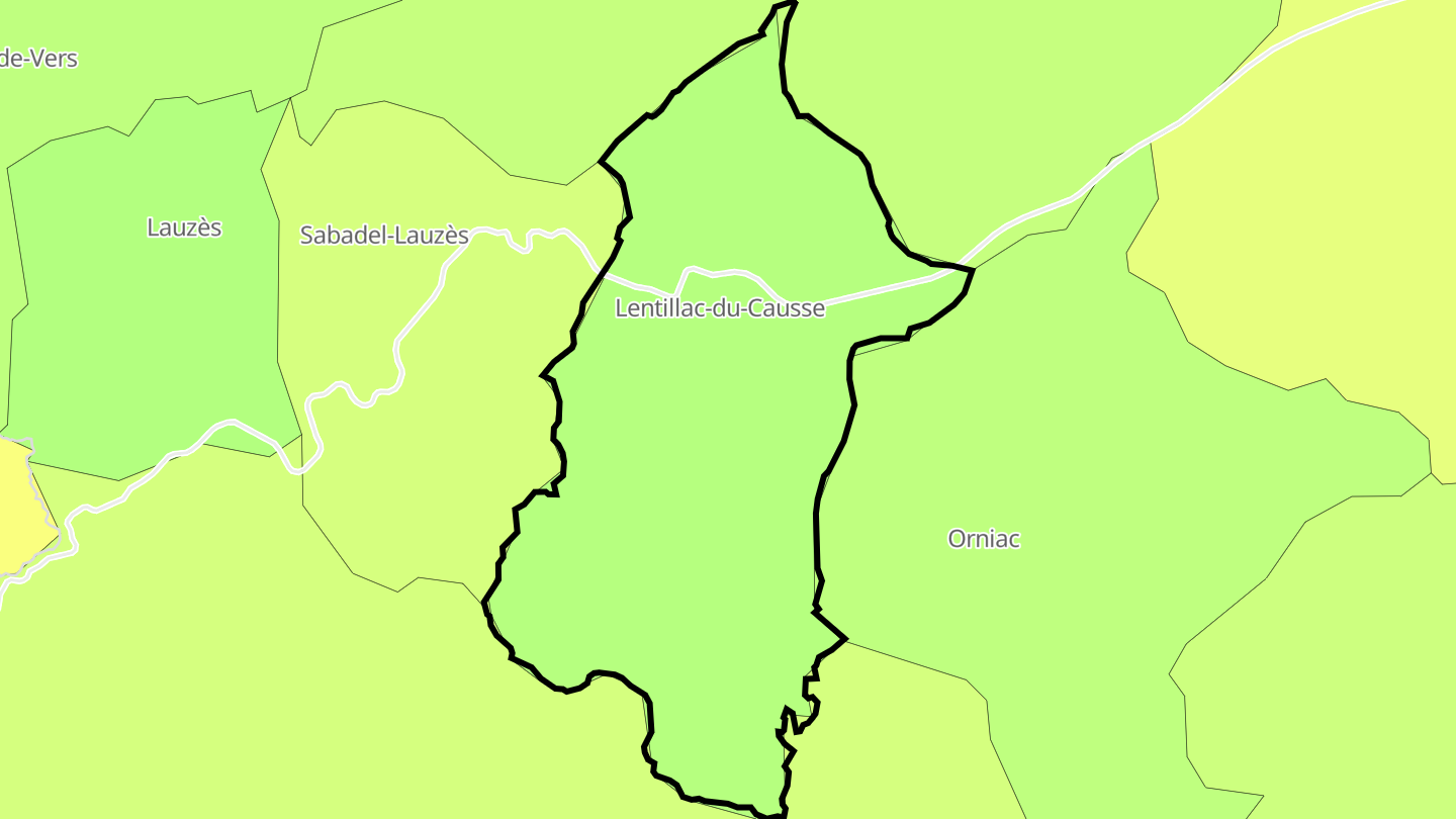 Carte des prix de l'immobilier Lentillac-du-Causse