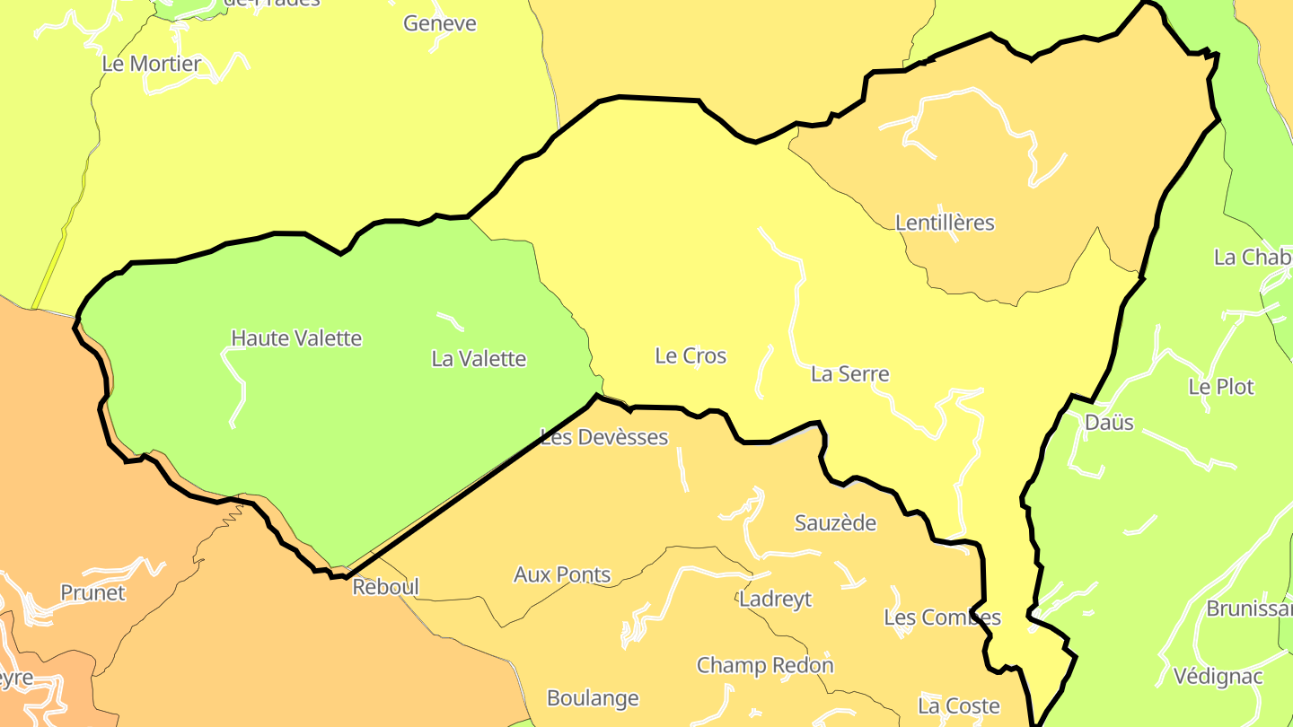 Carte des prix de l'immobilier Lentillères