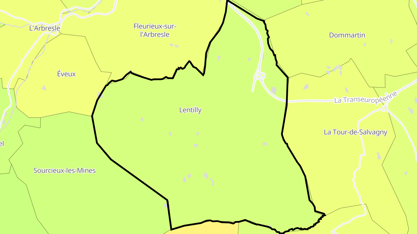 Carte des prix de l'immobilier Lentilly
