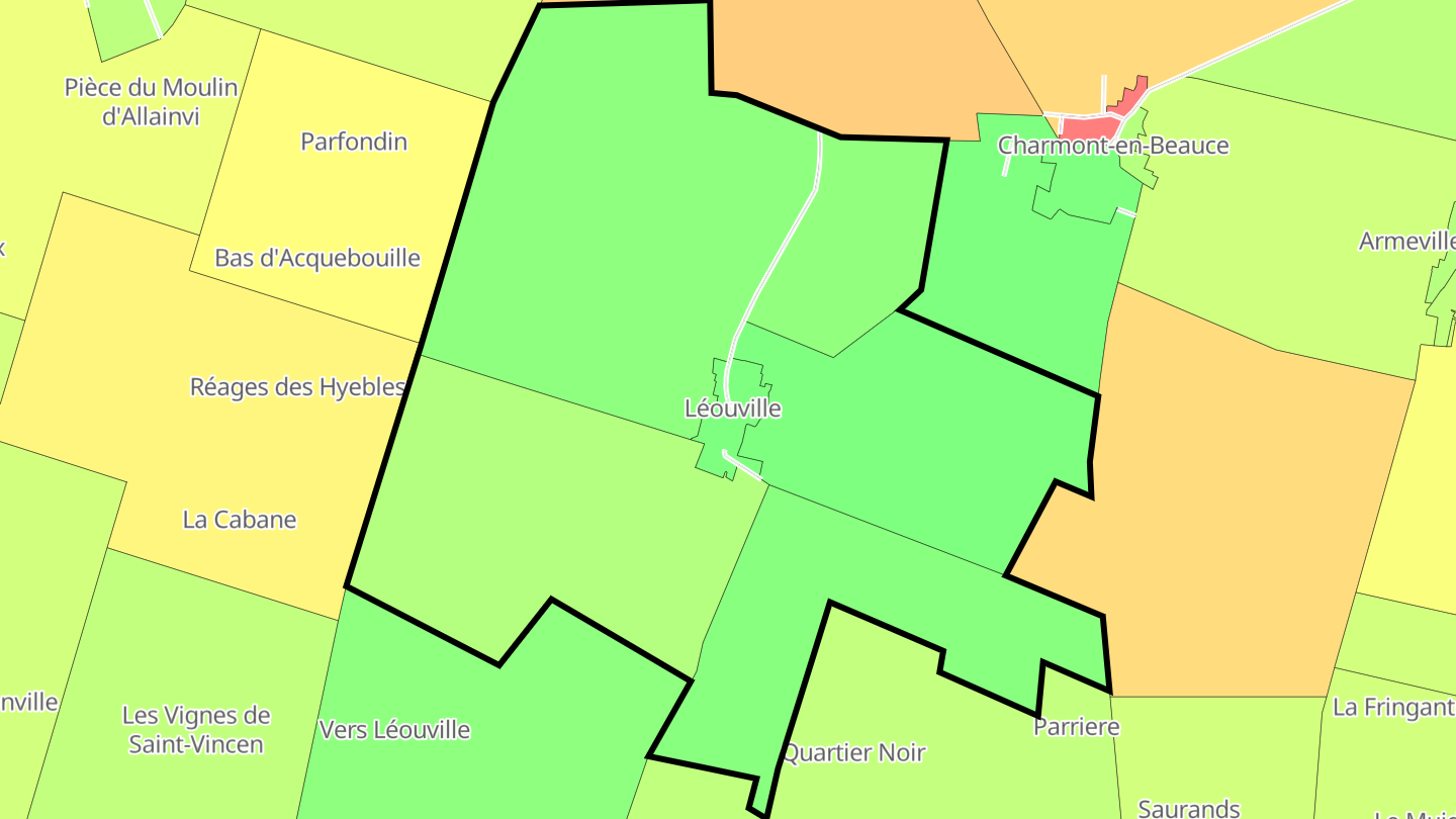 Carte des prix de l'immobilier Léouville