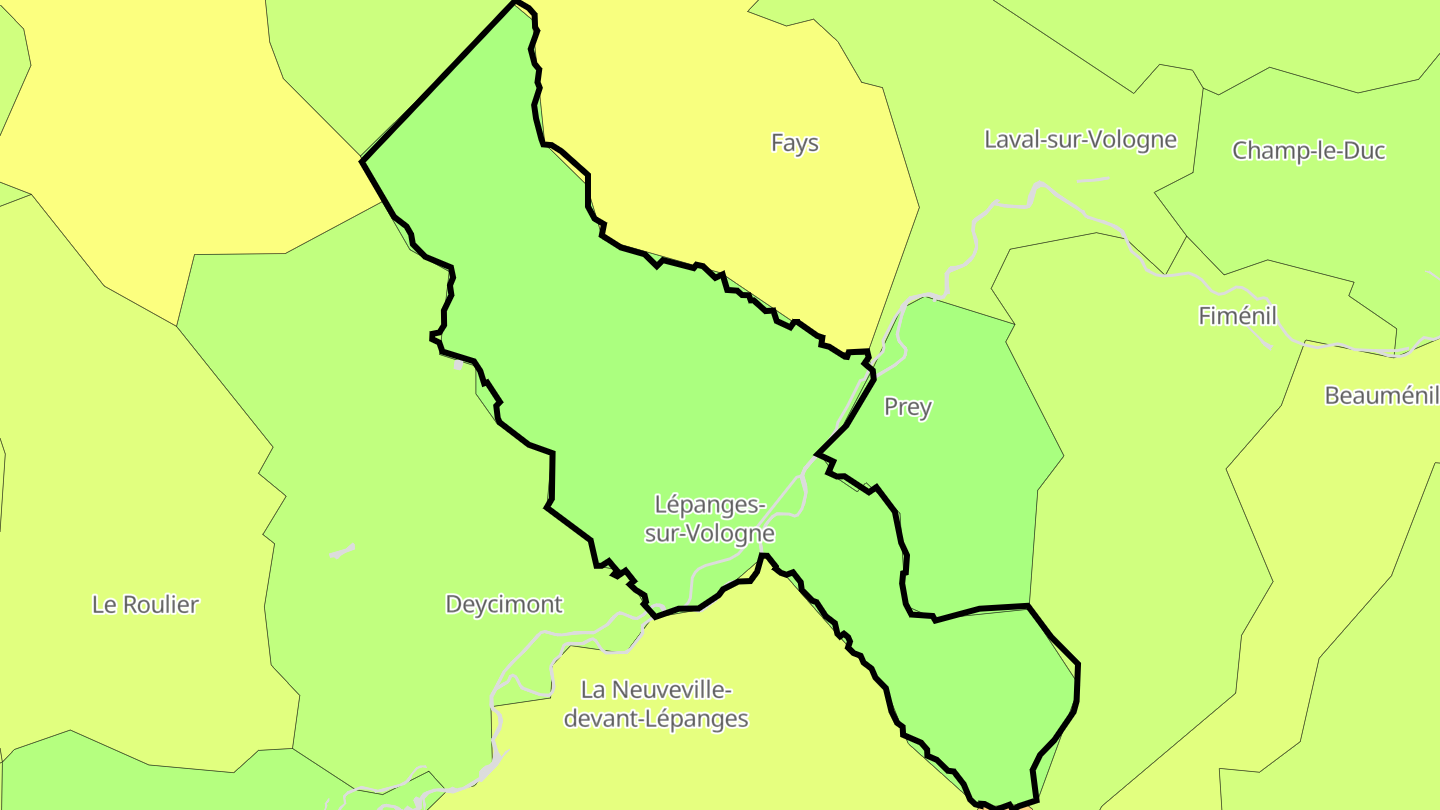 Carte des prix de l'immobilier Lépanges-sur-Vologne