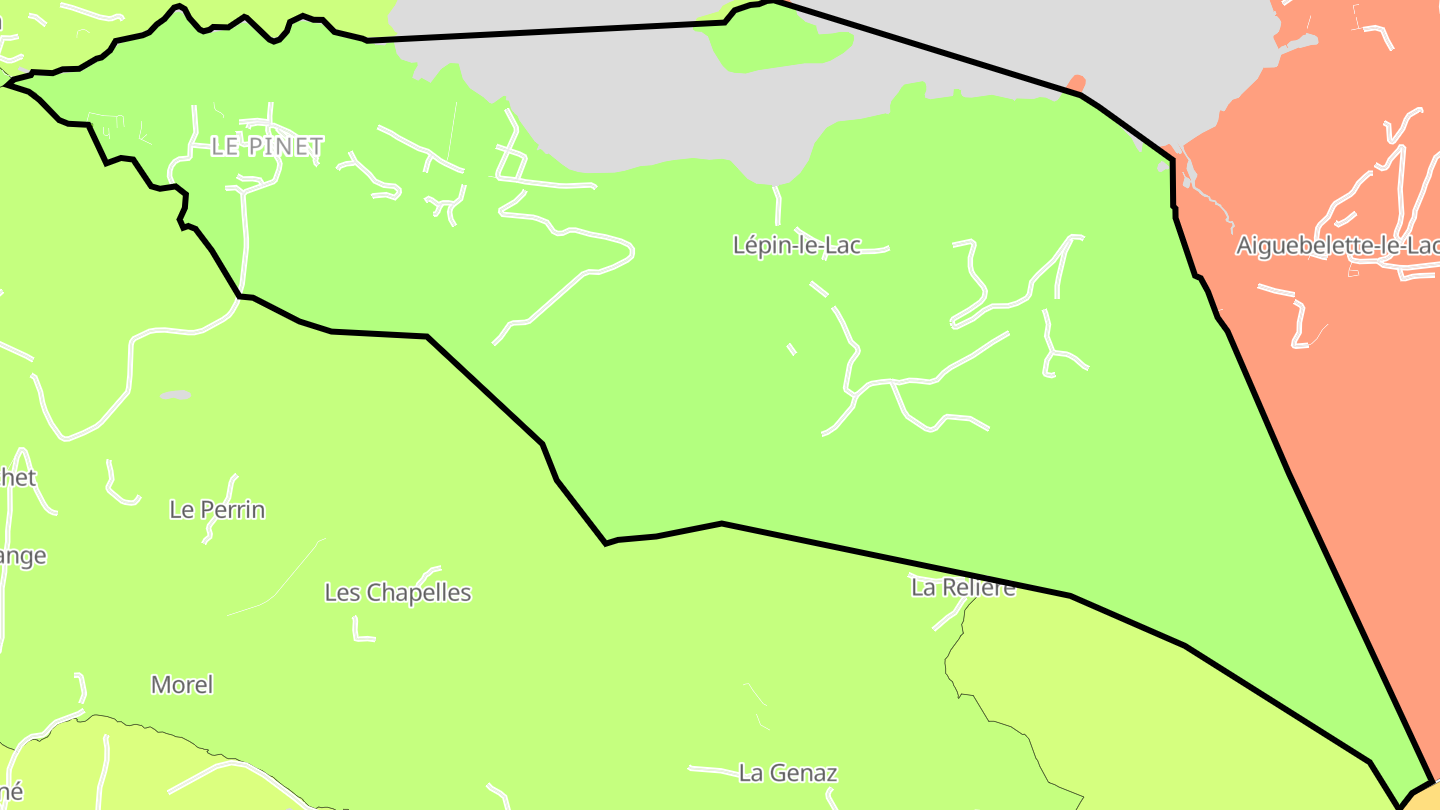 Carte des prix de l'immobilier Lépin-le-Lac