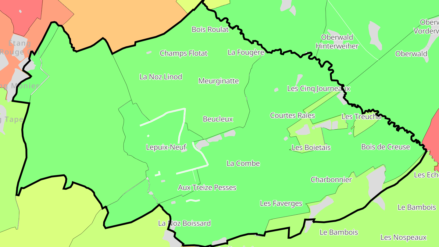 Carte des prix de l'immobilier Lepuix-Neuf