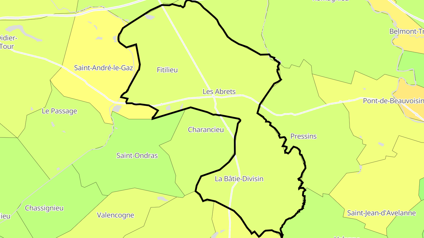 Carte des prix de l'immobilier Les Abrets en Dauphiné