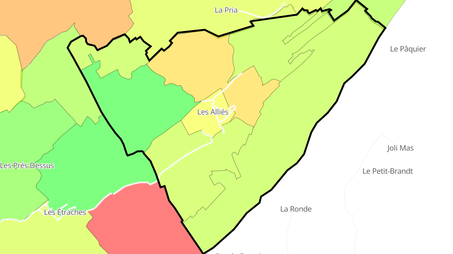 Carte des prix de l'immobilier Les Alliés