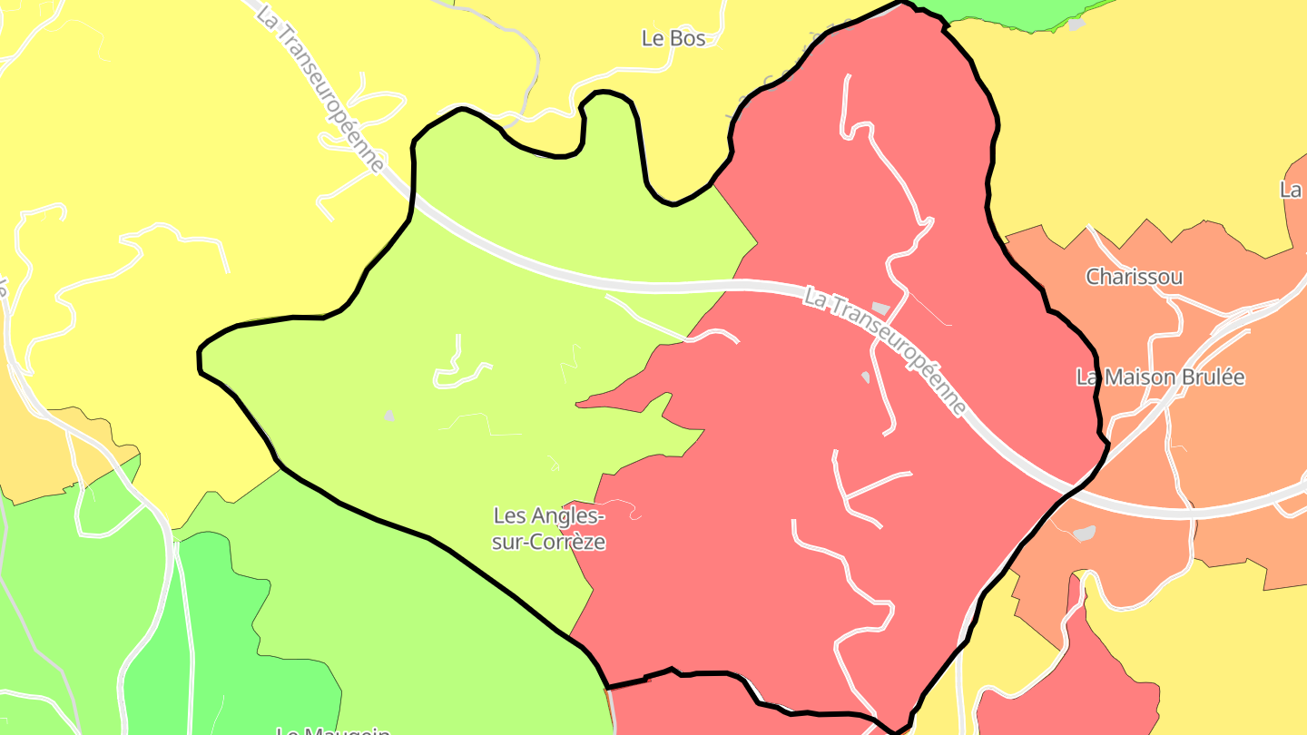 Carte des prix de l'immobilier Les Angles-sur-Corrèze