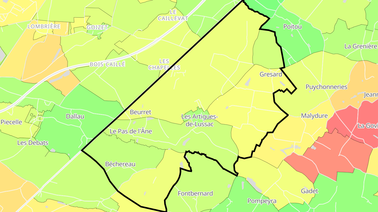 Carte des prix de l'immobilier Les Artigues-de-Lussac