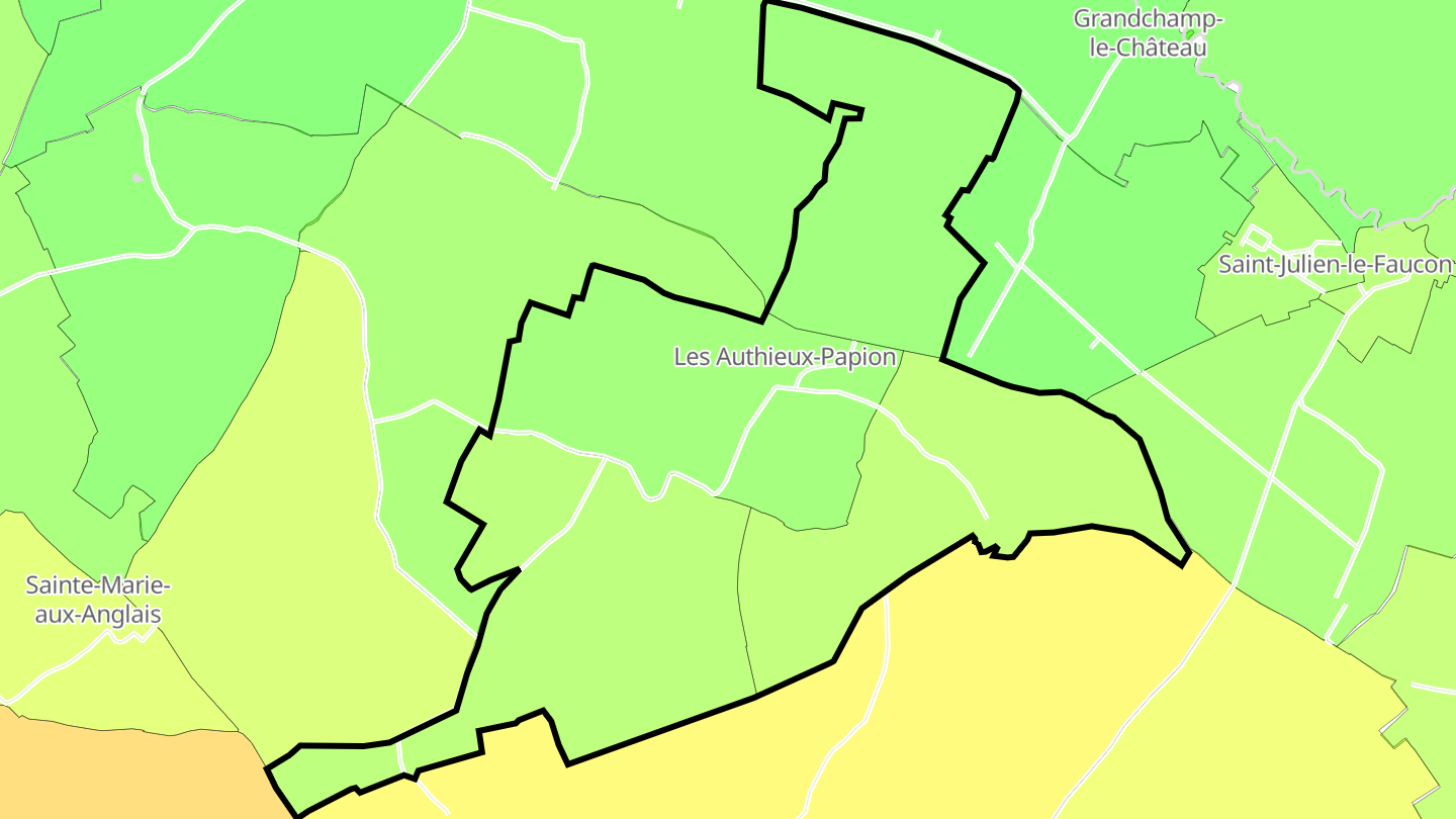 Carte des prix de l'immobilier Les Authieux-Papion