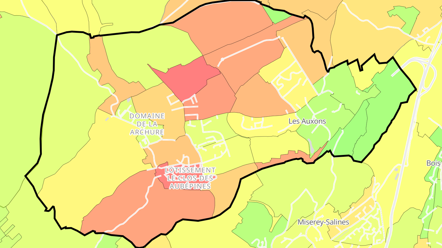 Carte des prix de l'immobilier Les Auxons