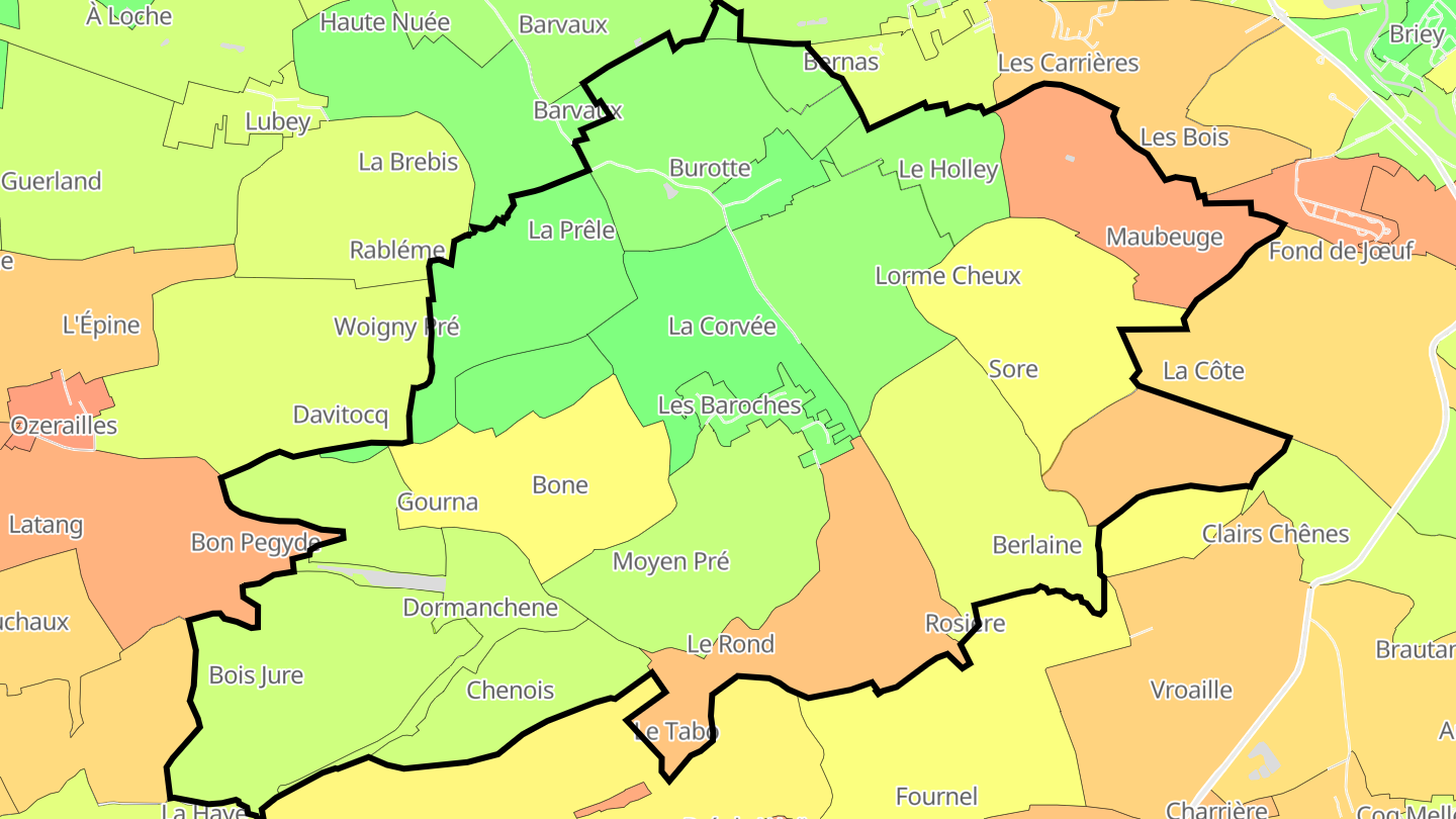 Carte des prix de l'immobilier Les Baroches