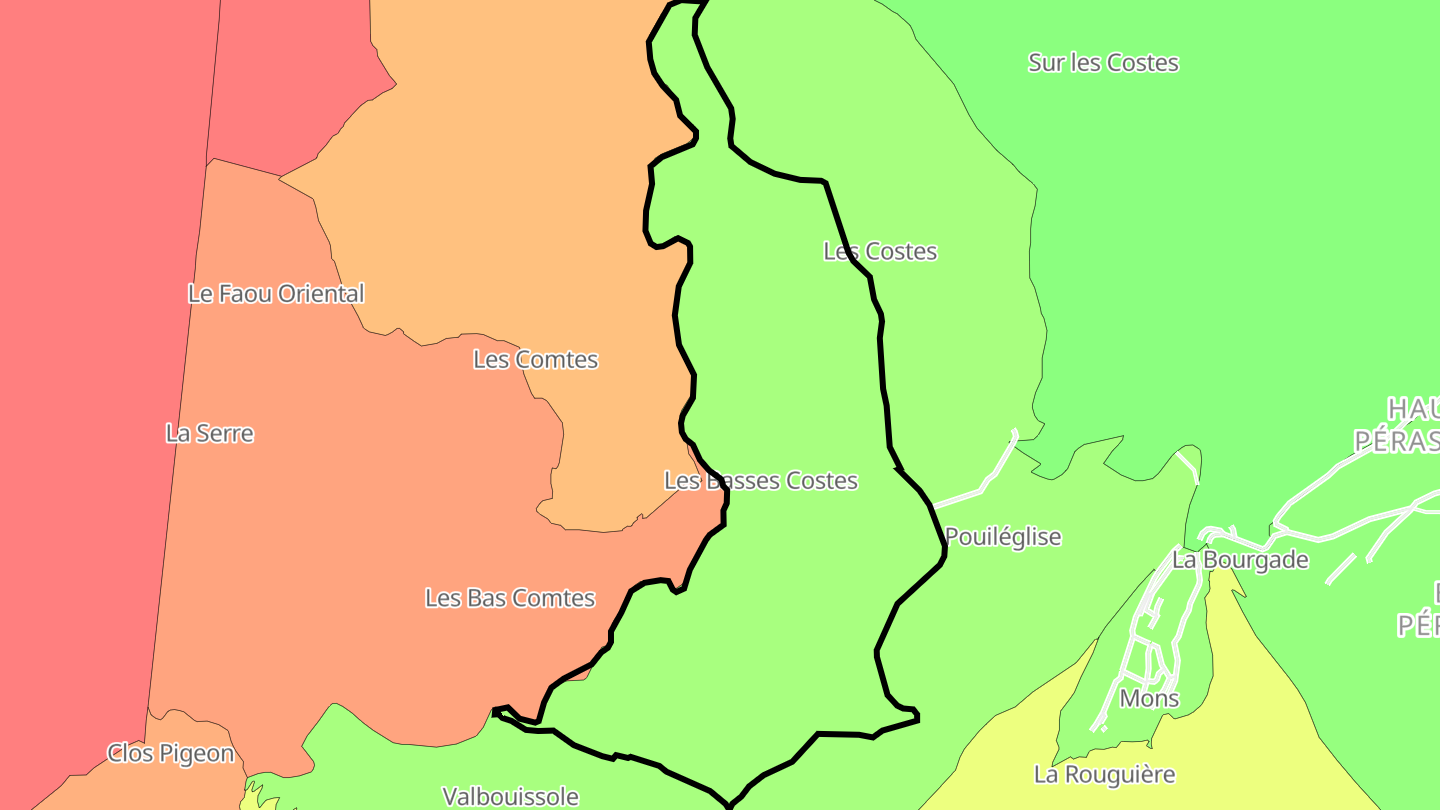 Carte des prix de l'immobilier Les Basses-Costes