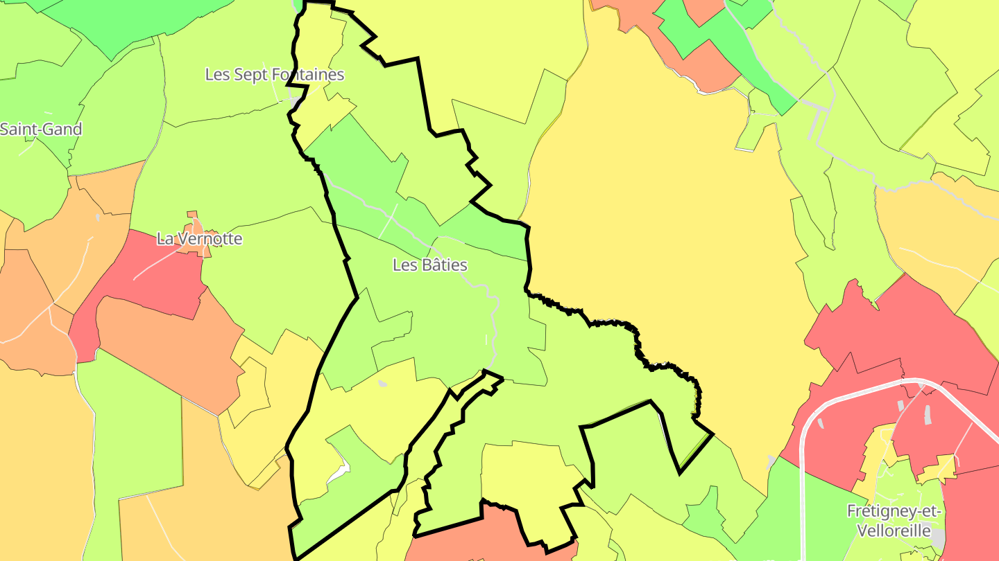 Carte des prix de l'immobilier Les Bâties