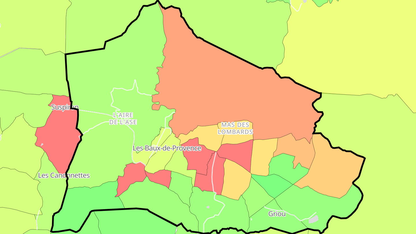 Carte des prix de l'immobilier Les Baux-de-Provence