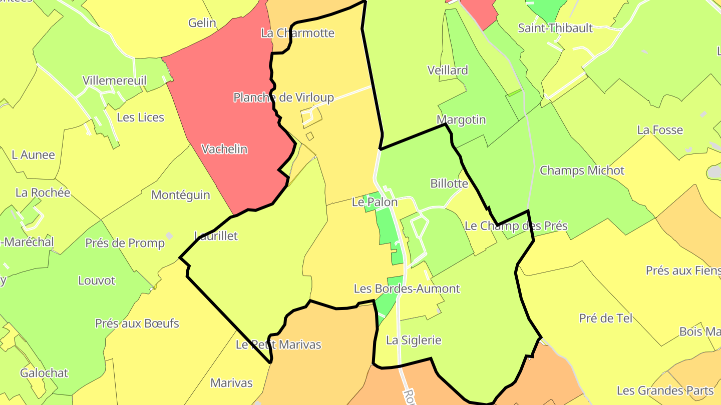 Carte des prix de l'immobilier Les Bordes-Aumont