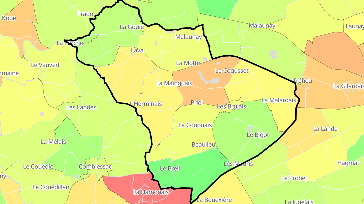 Carte des prix de l'immobilier Les Brulais