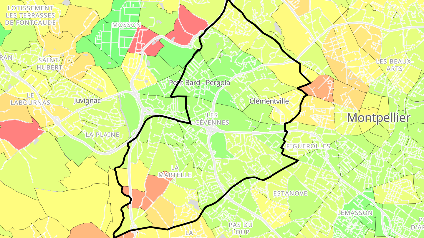 Carte des prix de l'immobilier Les Cévennes