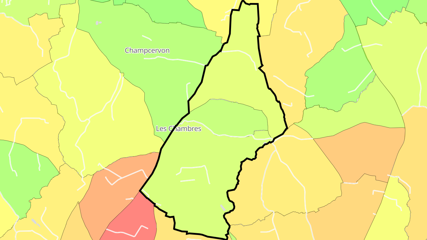 Carte des prix de l'immobilier Les Chambres