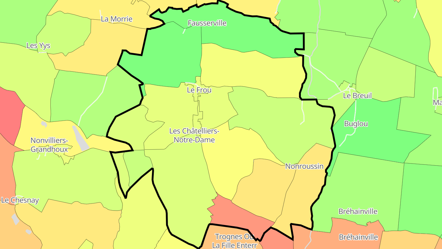 Carte des prix de l'immobilier Les Châtelliers-Notre-Dame