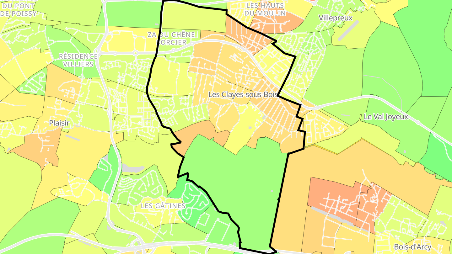 Carte des prix de l'immobilier Les Clayes-sous-Bois