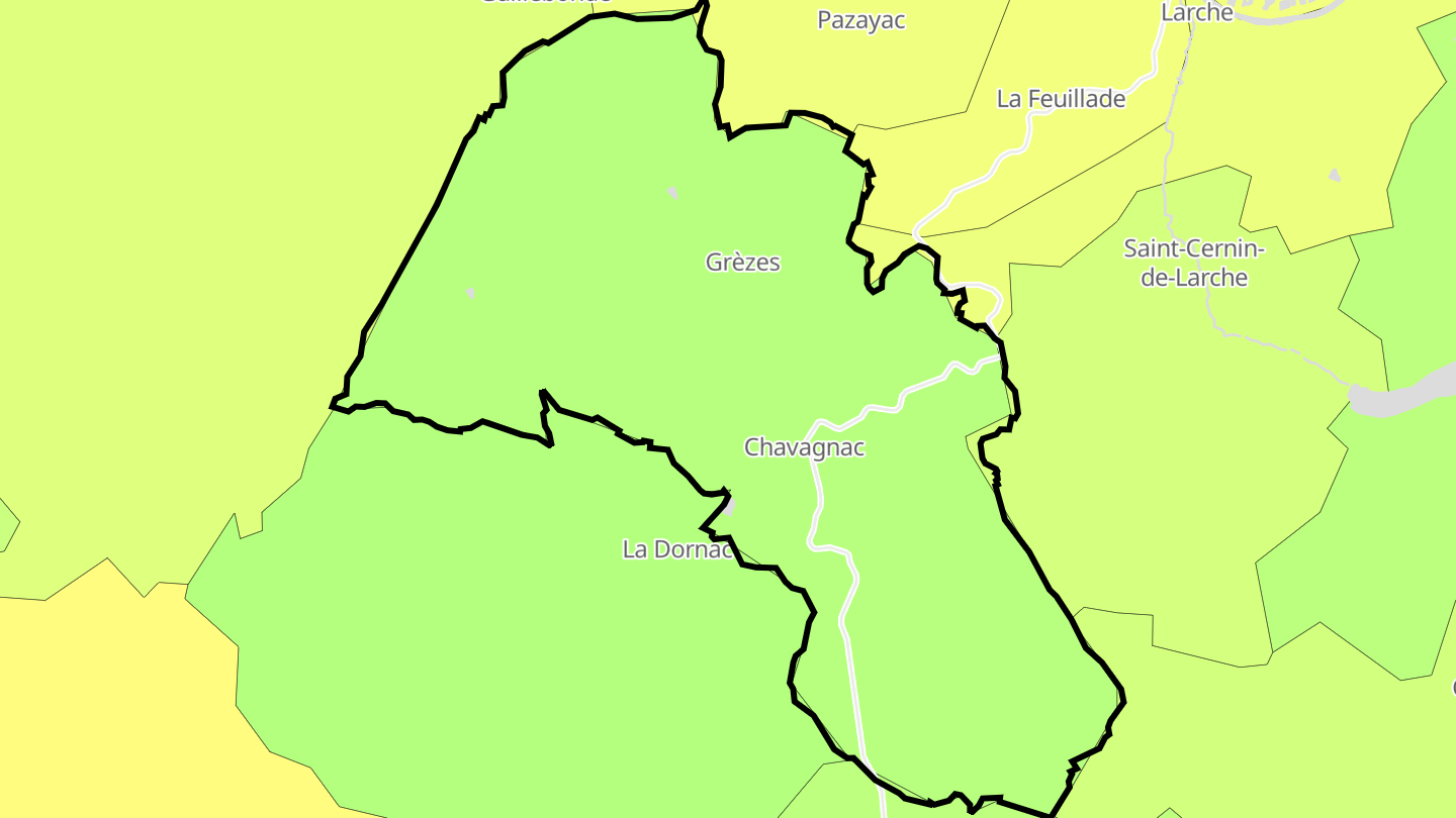 Carte des prix de l'immobilier Les Coteaux Périgourdins