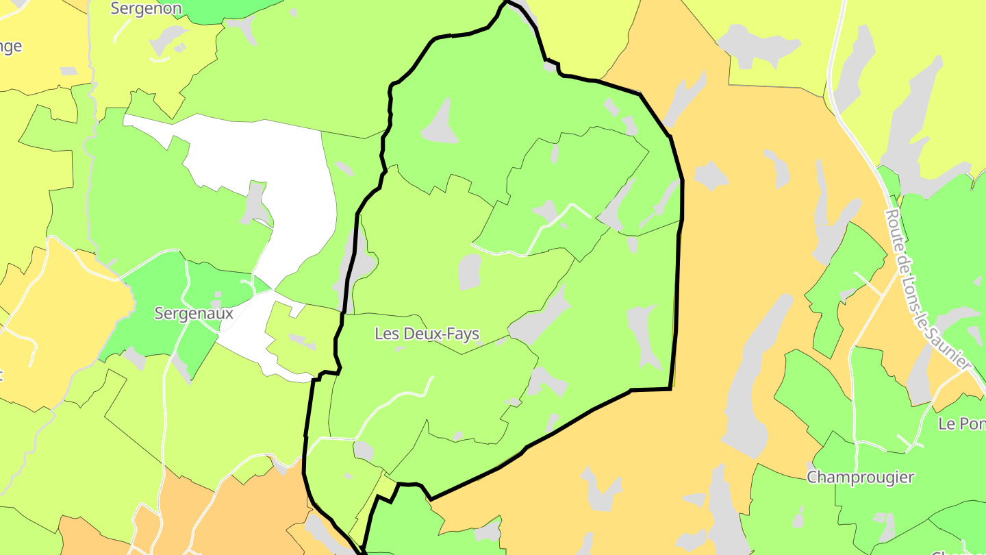 Carte des prix de l'immobilier Les Deux-Fays