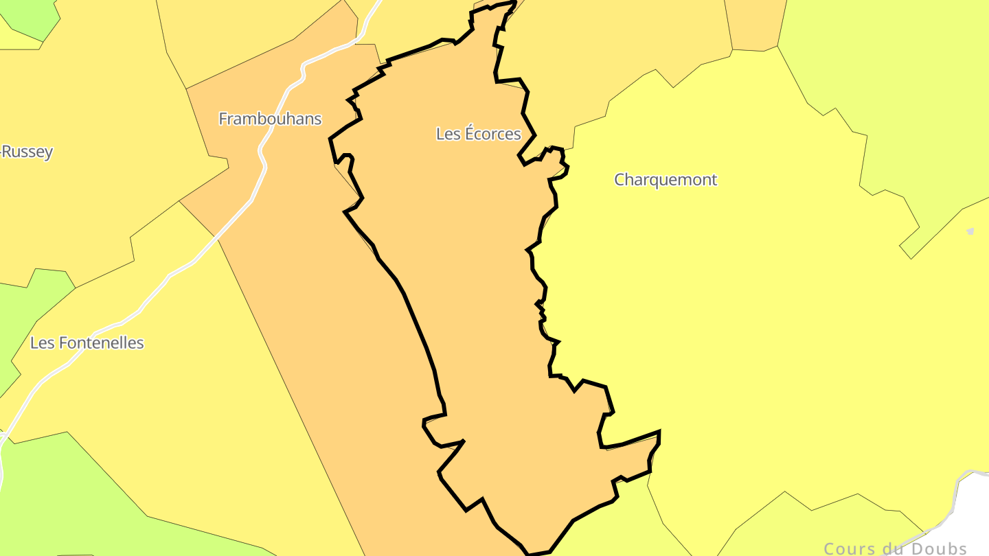 Carte des prix de l'immobilier Les Écorces