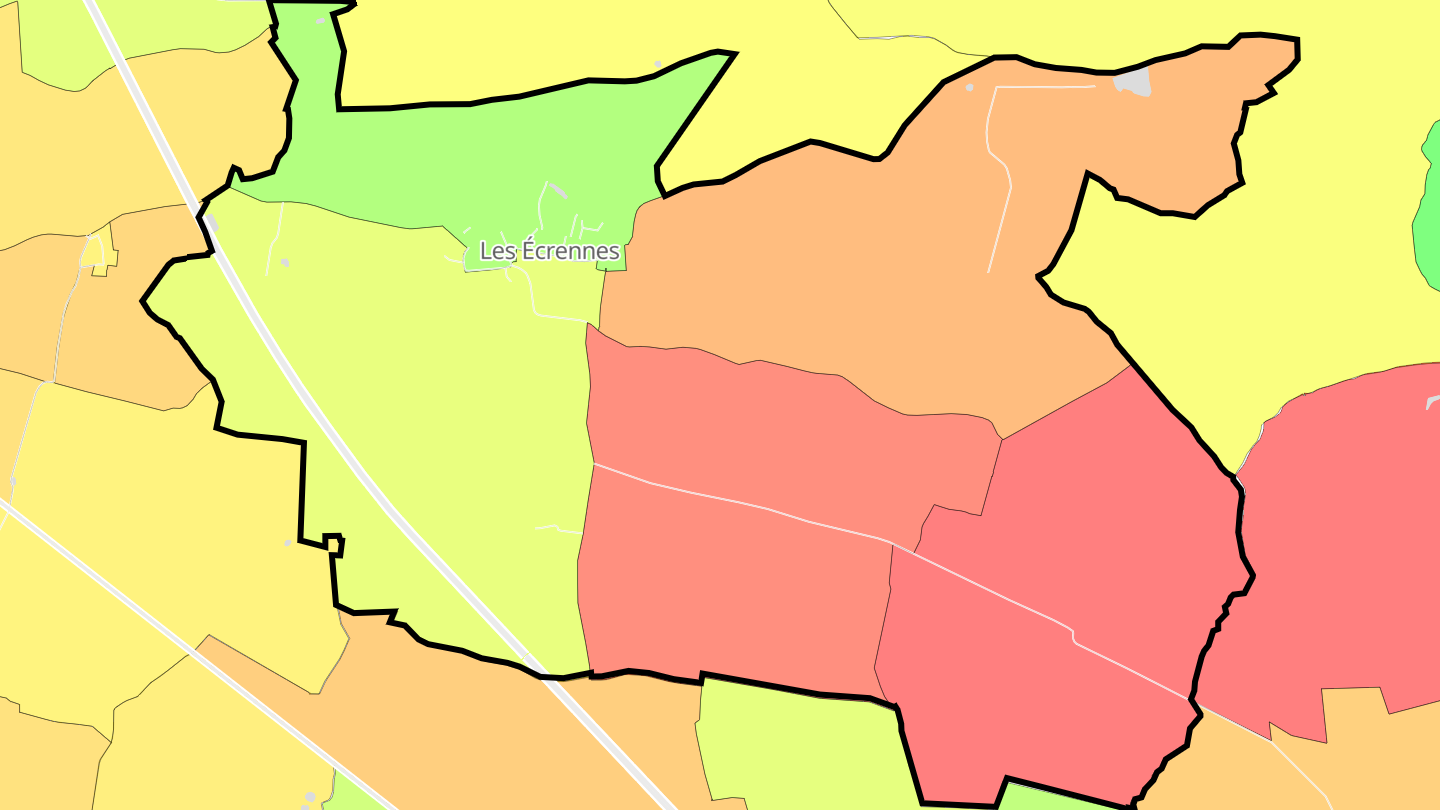 Carte des prix de l'immobilier Les Écrennes