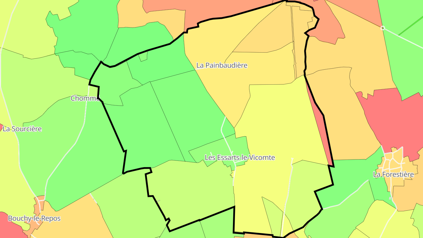 Carte des prix de l'immobilier Les Essarts-le-Vicomte