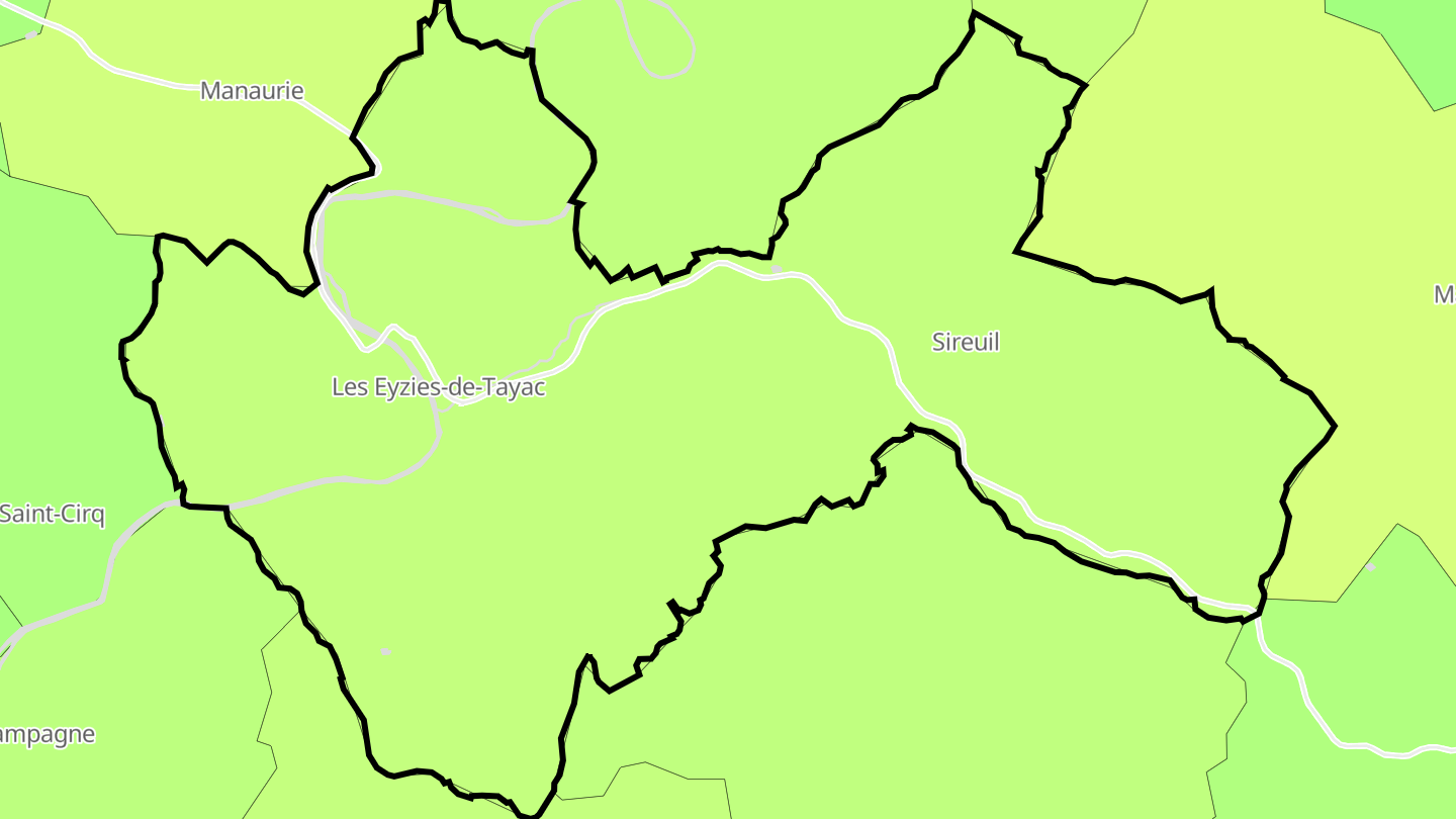 Carte des prix de l'immobilier Les Eyzies-de-Tayac-Sireuil